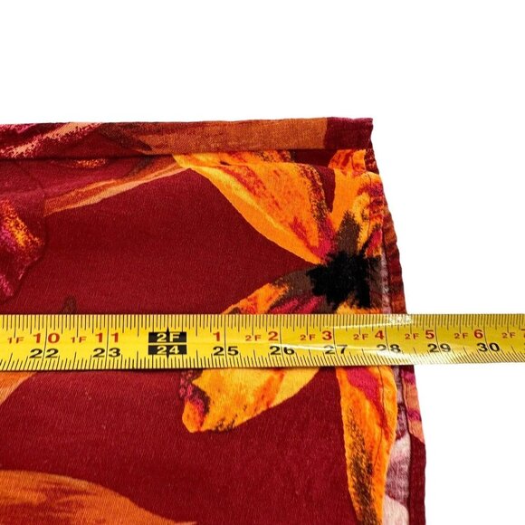 NYCC Floral Button-Front Skirt XL Red Orange Purple Linen Blend Tropical Maxi - Picture 4 of 16